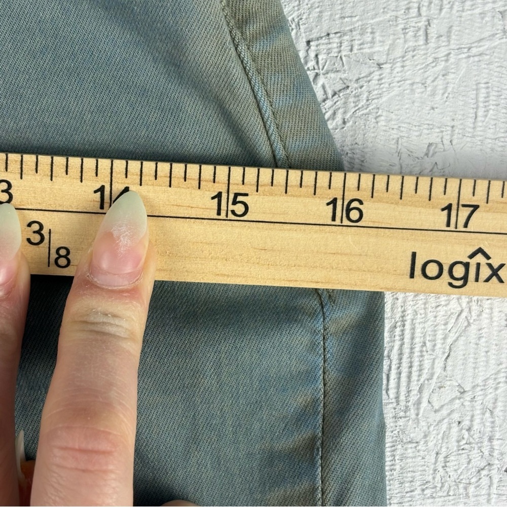 Easel Washed Denim Green Blue Wide Leg Jeans Small High Waist 5 Buttons Cropped - Picture 8 of 10